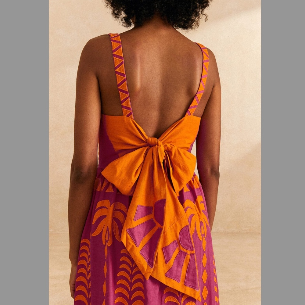 FARM RIO Orange Pineapple Love Cutwork Dress - Picture 2 of 3